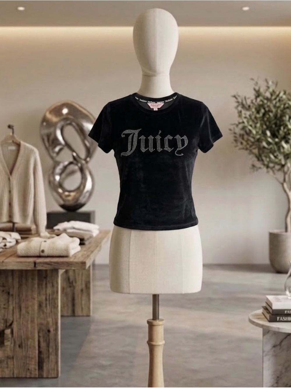 Juicy Couture Black Velvet Logo Short Sleeve Tee